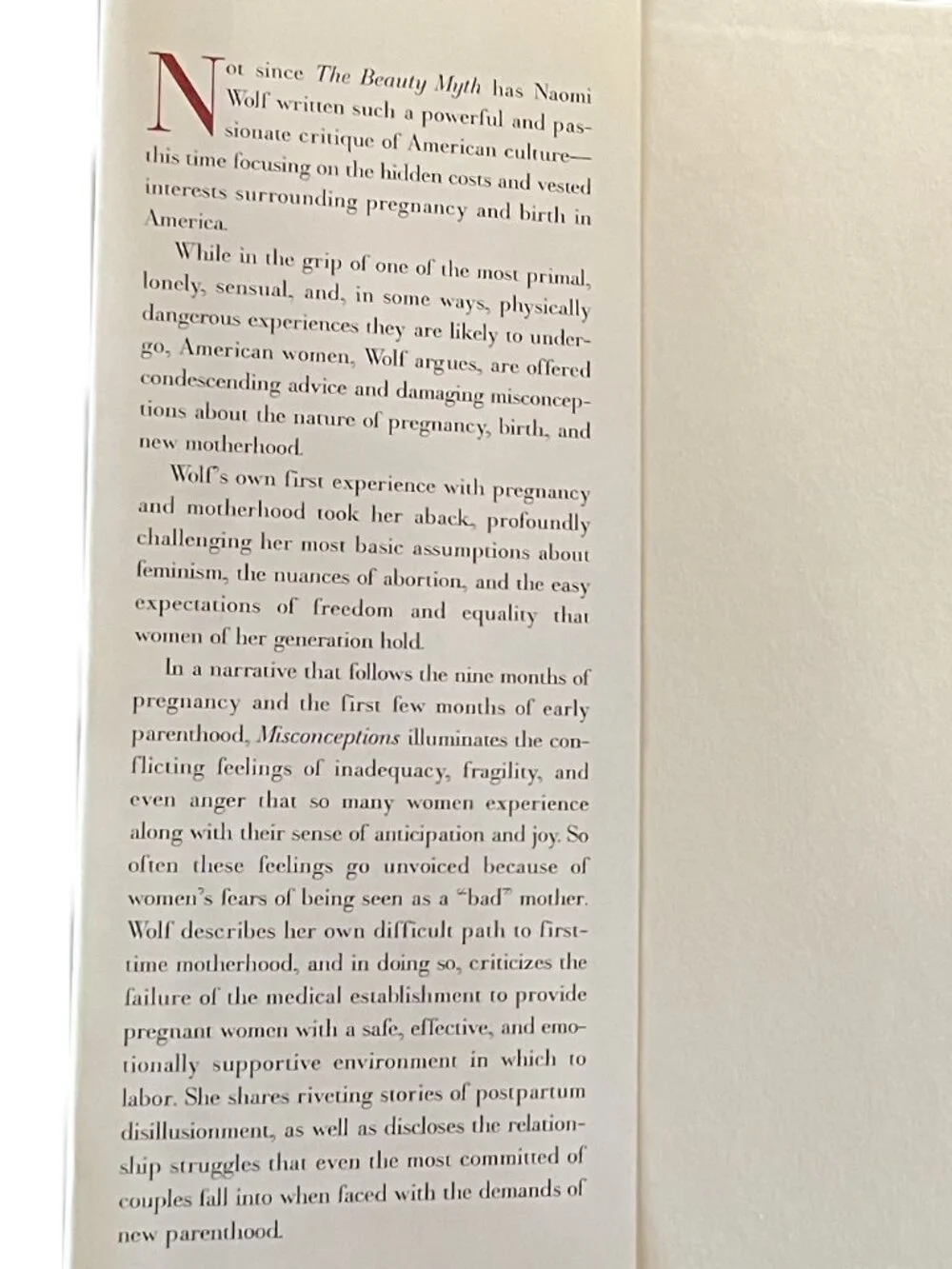 Misconceptions: Truth Lies & the Unexpected on the Journey to Motherhood/N. Wolf
